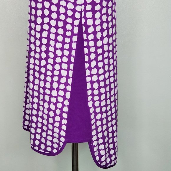 Susan Graver Liquid Knit Purple Circles Top, Size XS - Picture 5 of 11